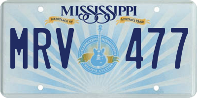 MS license plate MRV477