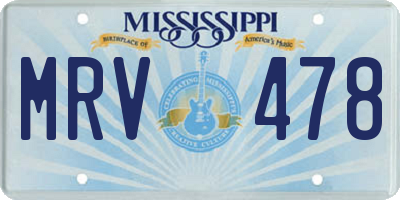 MS license plate MRV478