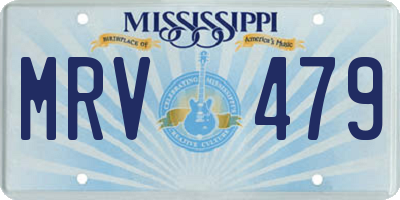 MS license plate MRV479