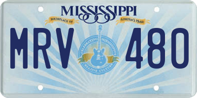 MS license plate MRV480