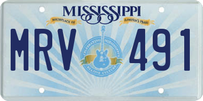 MS license plate MRV491