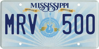 MS license plate MRV500