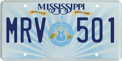 MS license plate MRV501