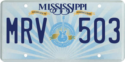 MS license plate MRV503