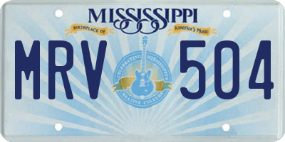 MS license plate MRV504