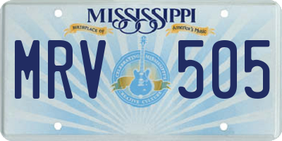 MS license plate MRV505