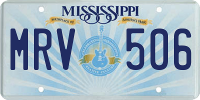 MS license plate MRV506