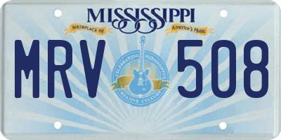 MS license plate MRV508