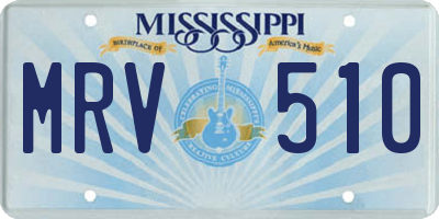 MS license plate MRV510