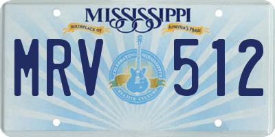 MS license plate MRV512
