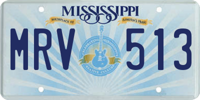 MS license plate MRV513