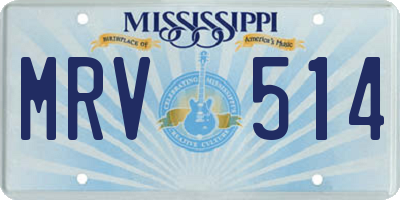 MS license plate MRV514