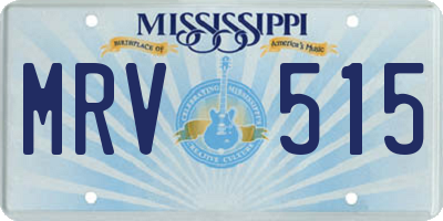 MS license plate MRV515