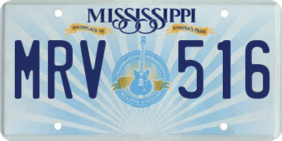 MS license plate MRV516