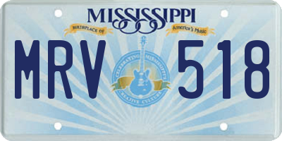 MS license plate MRV518