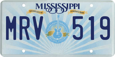 MS license plate MRV519