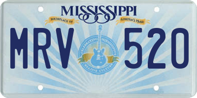 MS license plate MRV520
