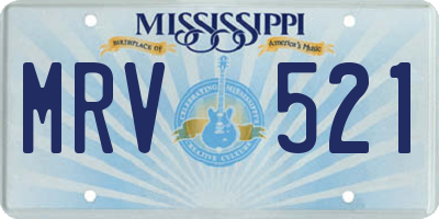 MS license plate MRV521