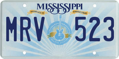 MS license plate MRV523