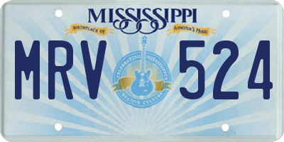 MS license plate MRV524