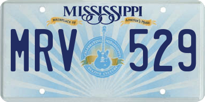 MS license plate MRV529