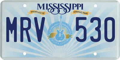 MS license plate MRV530