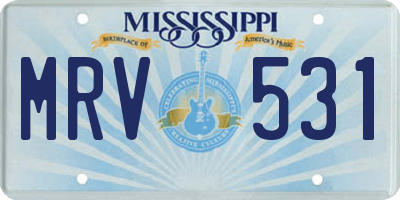 MS license plate MRV531