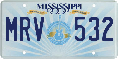 MS license plate MRV532
