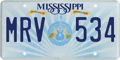MS license plate MRV534