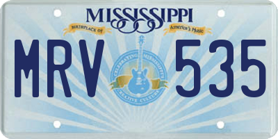 MS license plate MRV535