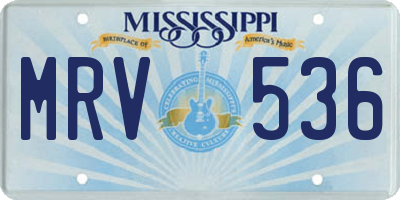 MS license plate MRV536