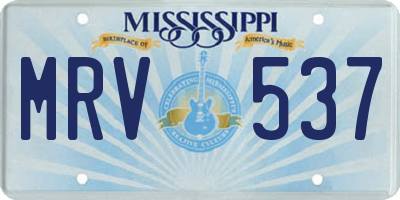 MS license plate MRV537