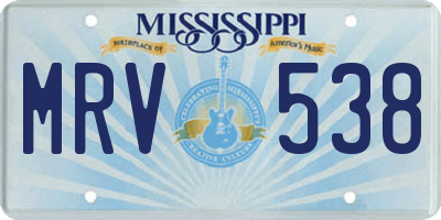 MS license plate MRV538