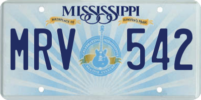 MS license plate MRV542