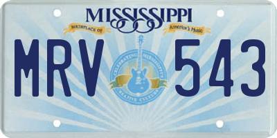 MS license plate MRV543