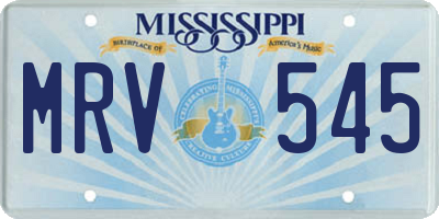 MS license plate MRV545
