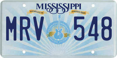 MS license plate MRV548