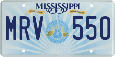 MS license plate MRV550