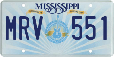 MS license plate MRV551