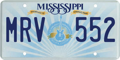 MS license plate MRV552