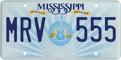 MS license plate MRV555