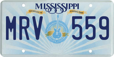 MS license plate MRV559