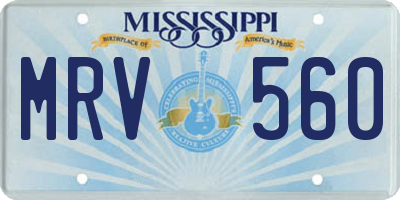 MS license plate MRV560