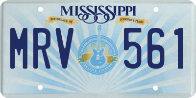 MS license plate MRV561