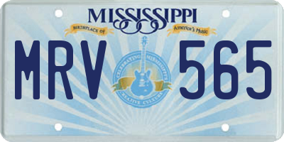 MS license plate MRV565