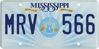 MS license plate MRV566