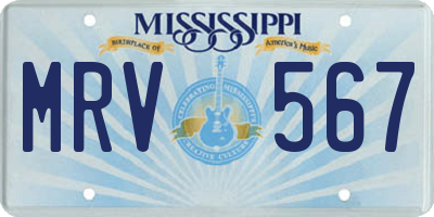 MS license plate MRV567