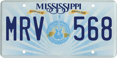 MS license plate MRV568