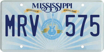 MS license plate MRV575