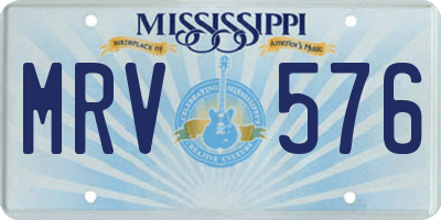 MS license plate MRV576